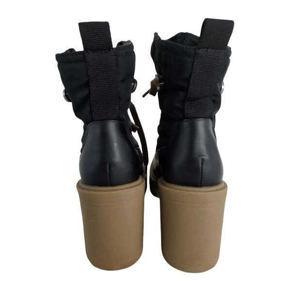 Dolce Vita Celida Black Leather Nylon Platform High Heel Hiking Boots Size 5.5 - Picture 7 of 10